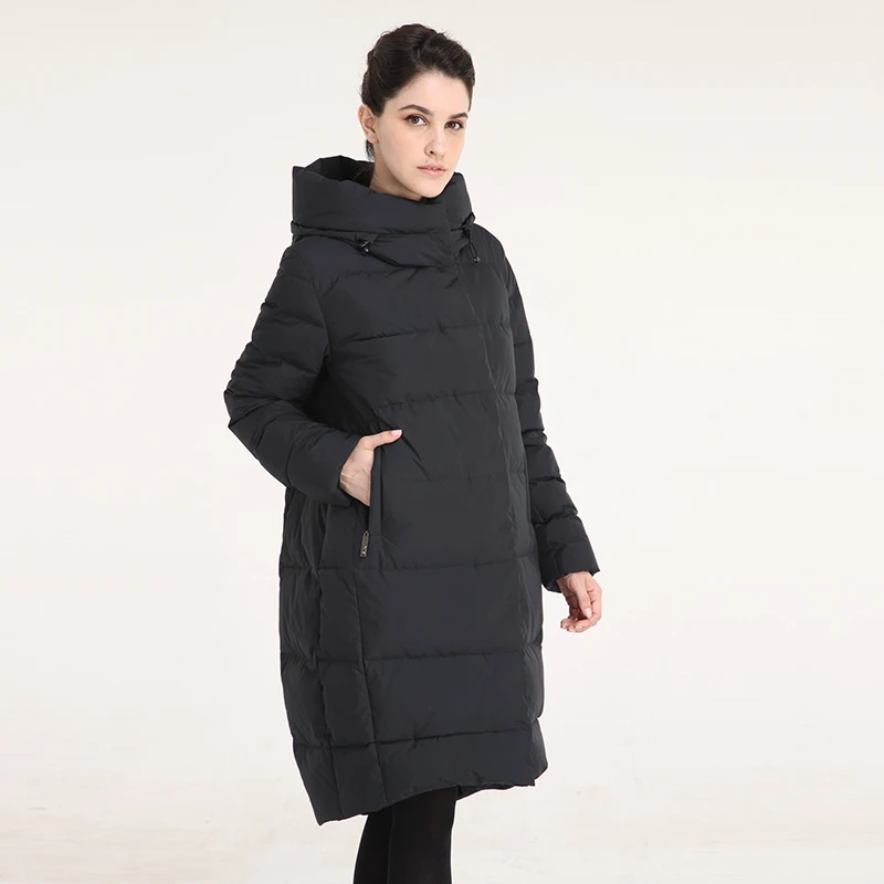 Женская куртка с капюшоном BURELLA однотонное хлопковое пальто высоким воротником и