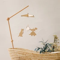 1pc baby rattles crib mobiles toy wooden dinosaur pendant bed bell rotating music rattles for cots projection infant wooden toys
