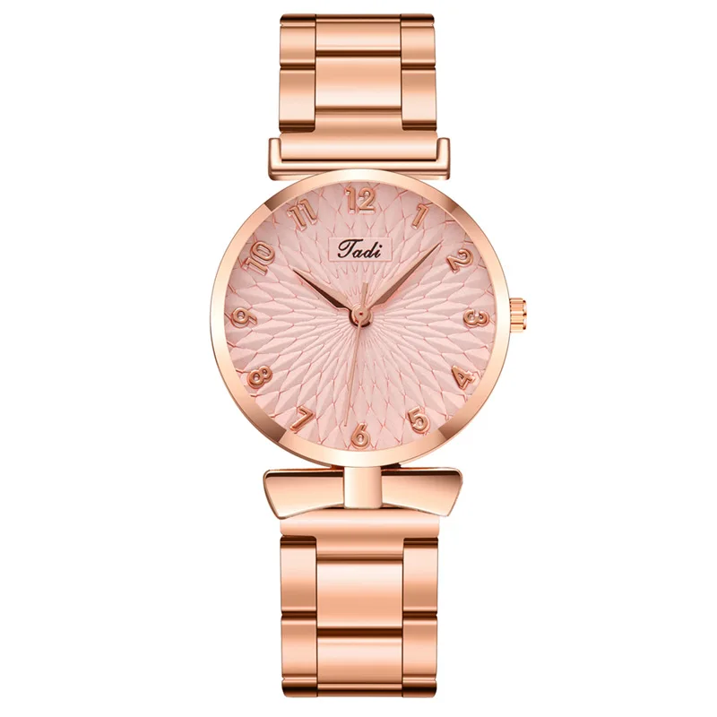 

Fashion simple ladies watch personality bowknot petal shading steel watch simple digital watch leather quartz ladies watch gift