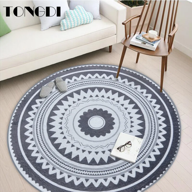 Круглый коврик TONGDI в стиле бохо мягкий элегантный абсорбирующий нескользящий с