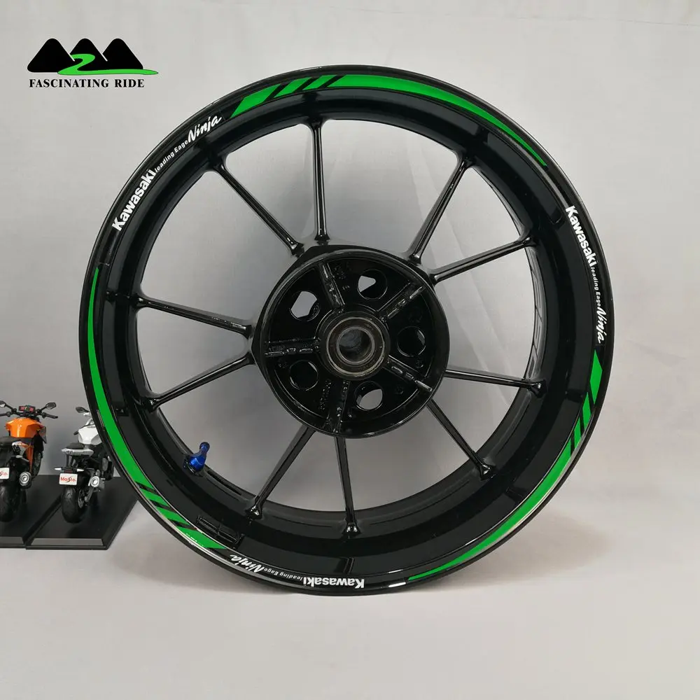 01 Применимо к Kawasaki ZX-6R ZX-10R ZX-14R колеса мотоцикла Стикеры, Водонепроницаемый Светоотражающие Передняя и задняя обод Стикеры - Цвет: 01