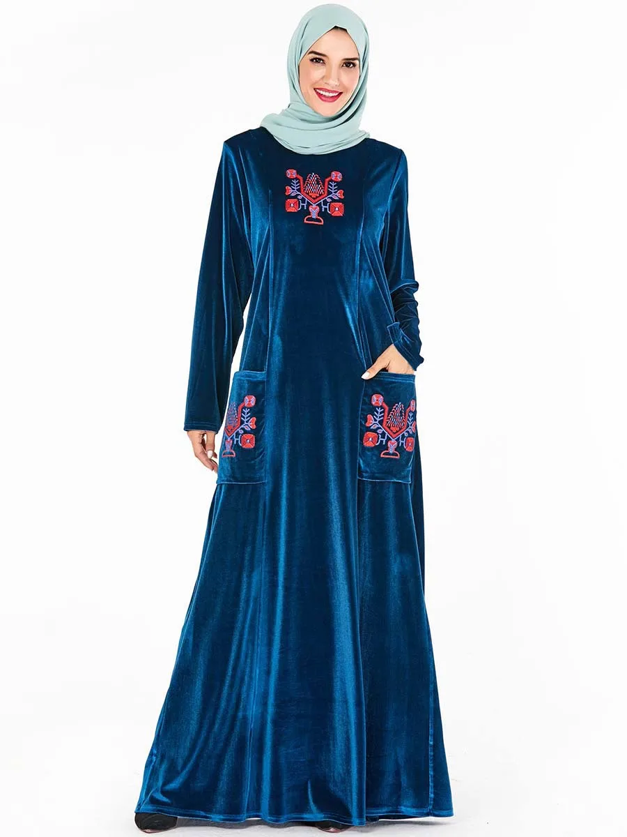 Дубай Кафтан вельветовое мусульманское платье женское кимоно Jubah халат абайя