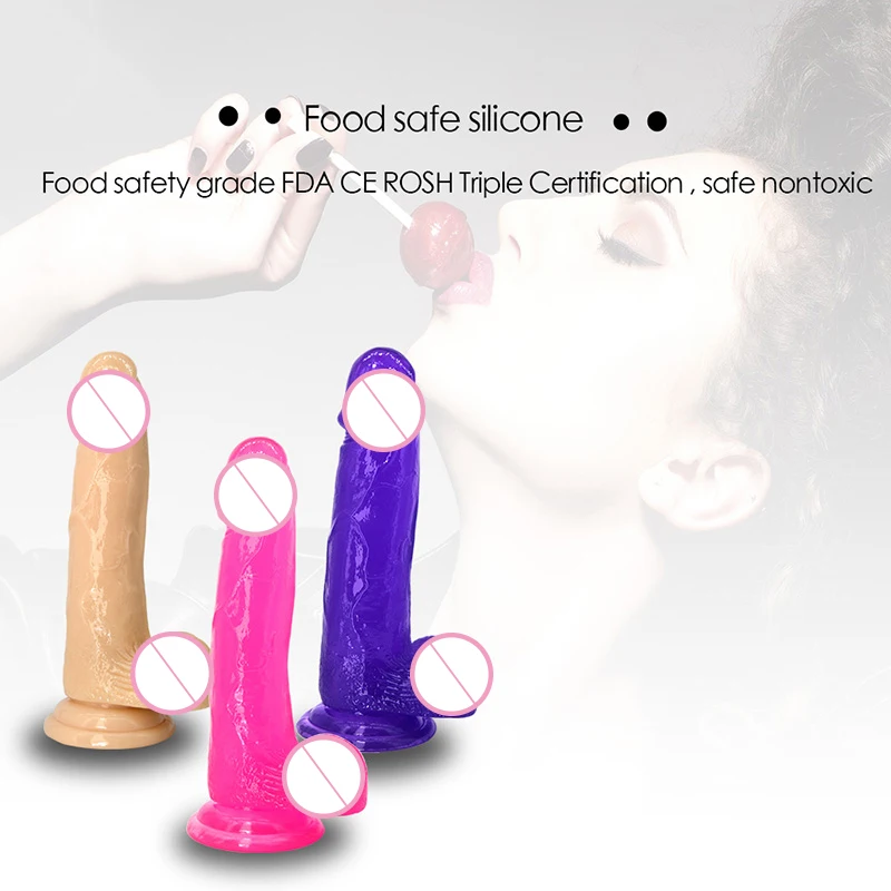 Мягкий реалистичный фаллоимитатор на присоске секс-игрушки для женщин Желейный