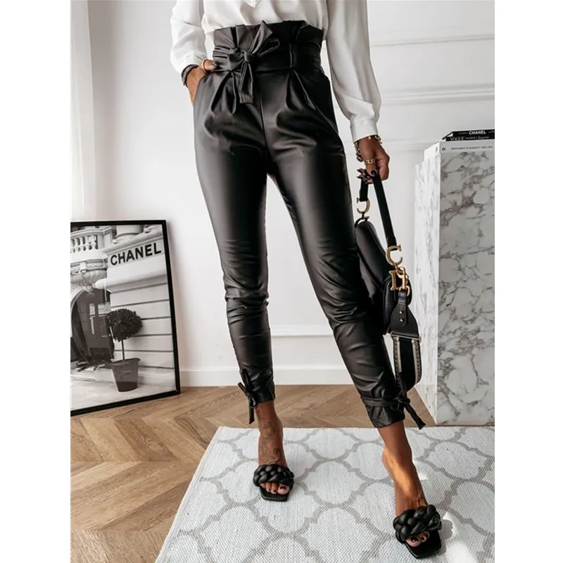 

FUFUCAILLM, модные сексуальные женские брюки из искусственной кожи, узкие брюки с высокой талией, модные дизайнерские узкие брюки на молнии с поя...