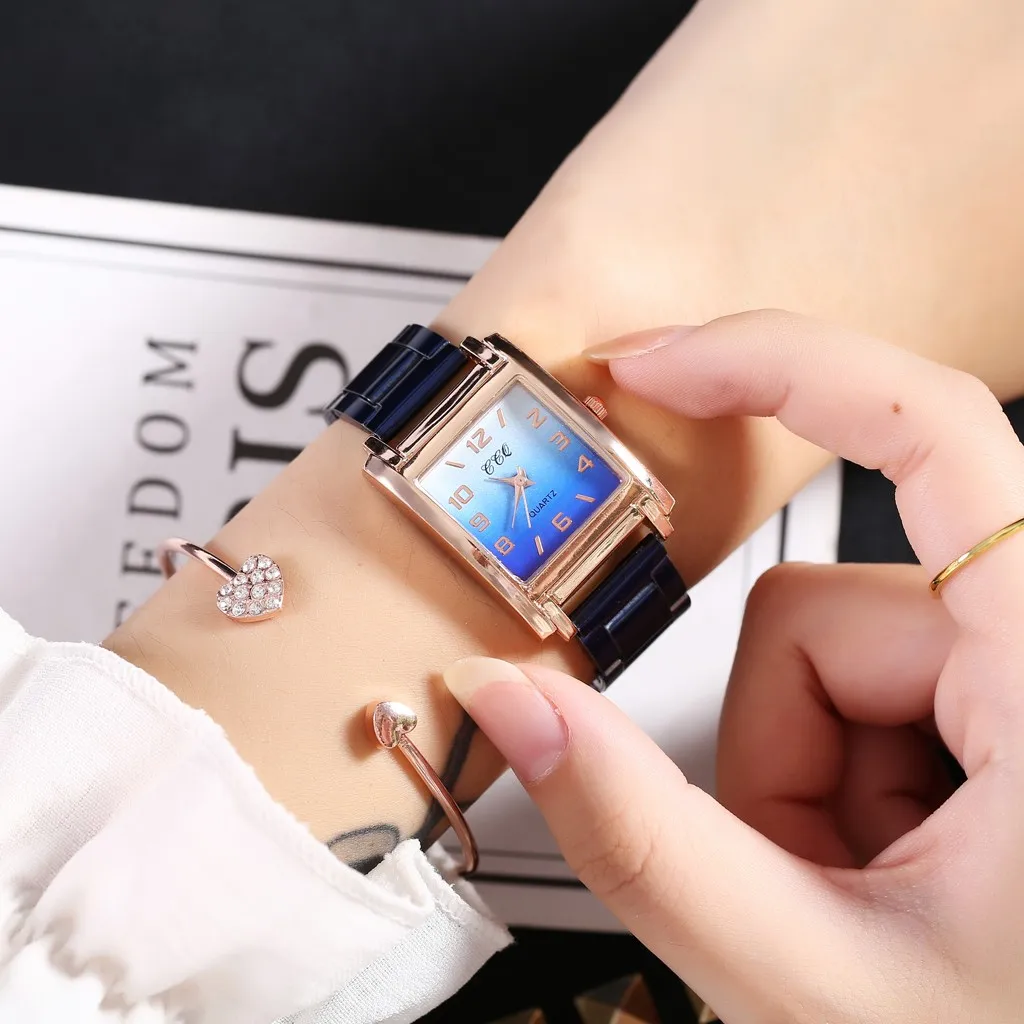 Модные квадратные женские часы минималистичный геометрический градиент матовые