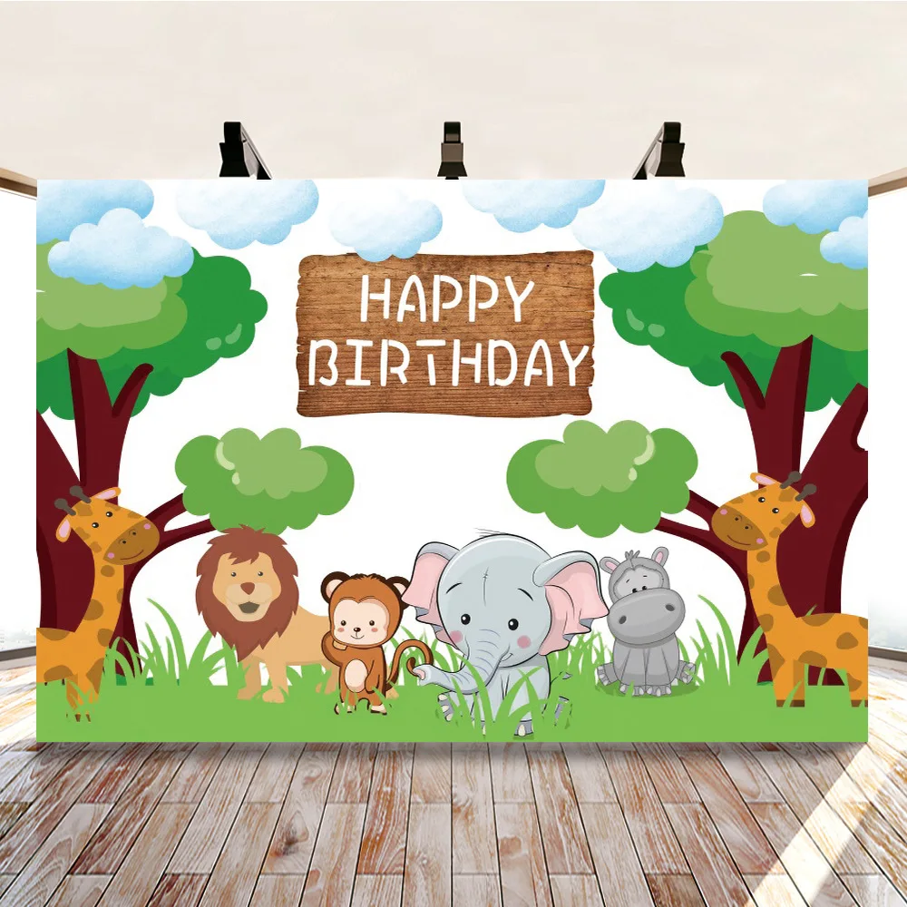 

Woodland Animals Background Tapestry Jungle Safari 1st Birthday Party Decor Forest Animals Dinosau Party Boy Girl Birthday Dec