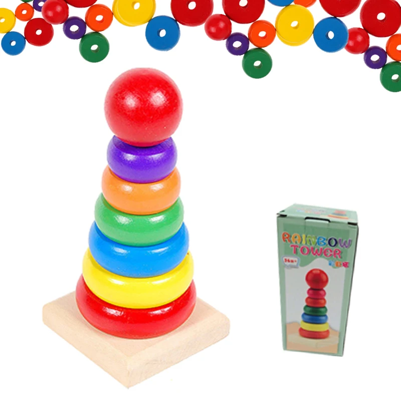 Деревянные пирамидки развивающие игрушки головоломки для детей учить цветы