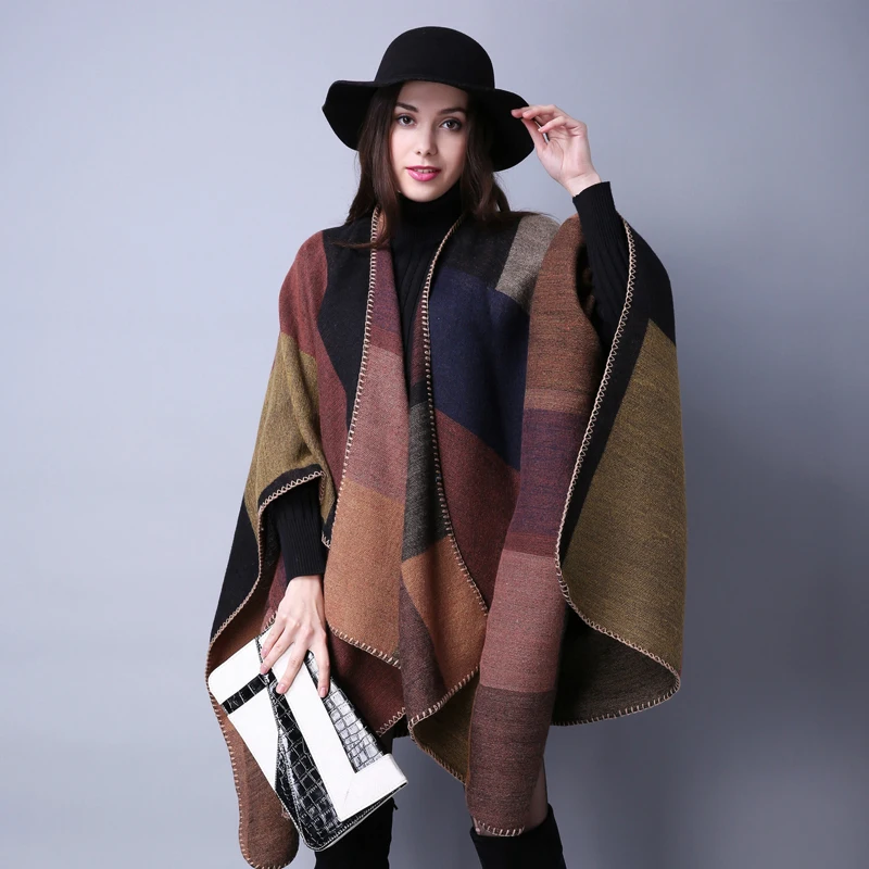 Женское винтажное пончо винтажные палантины из искусственной шерсти и хлопка