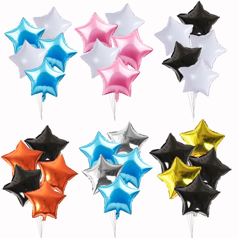 5Pcs 18inch Gold Silver Foil Star Balloon Wedding Balloons Decoration Baby Shower Children's Kids Birthday Party Globos | Дом и сад