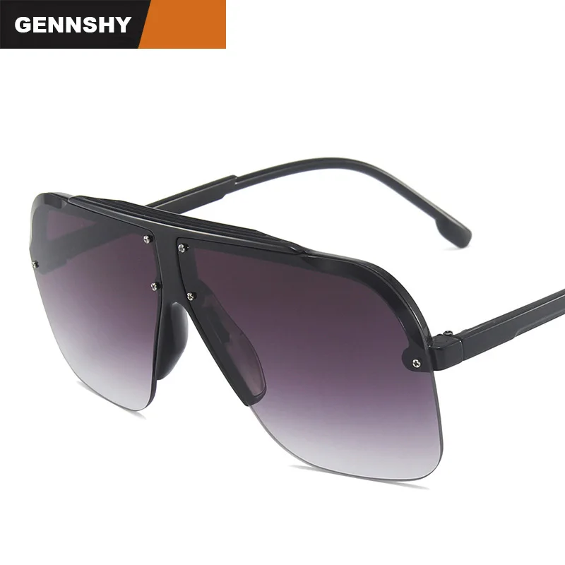 2021 New Retro Big Frame Sunglasses Men Fashion Pilot Half Europe And America Cool Plastic Black Driving UV400 | Аксессуары для