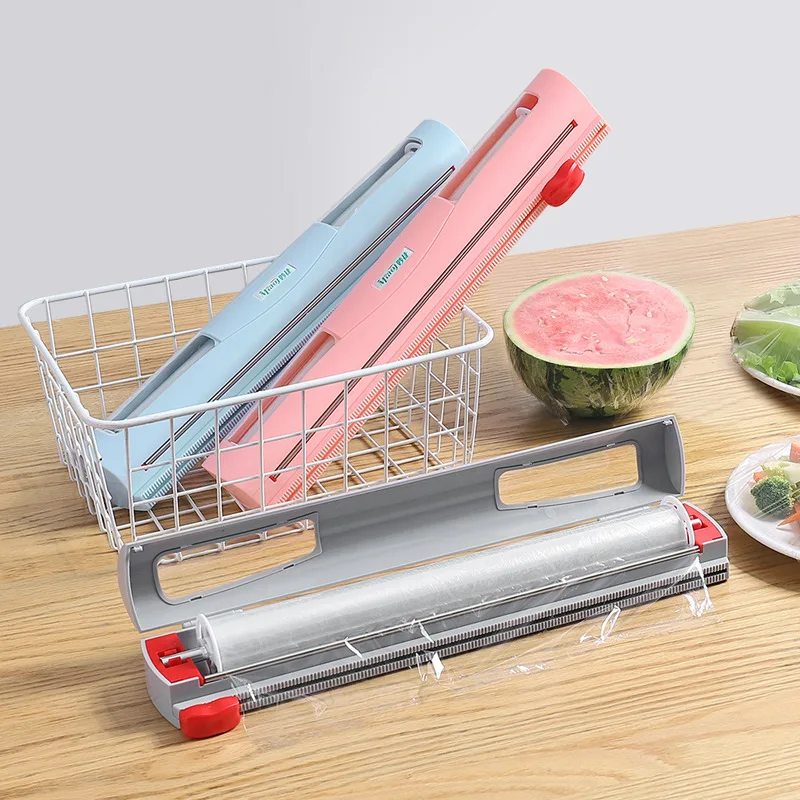 

Kitchen Organizer Food Plastic Wrap Dispenser Wall Mounted Foil And Cling Film Dispenser Foil Cutter Wrapping Paper Storage