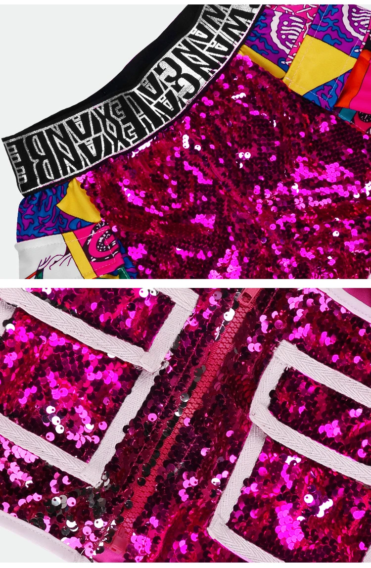 

Girls hip pop clothing sets rose red sequined bling jazz 2 pieces dance costumes schoolgirl shiny stage performance outfits