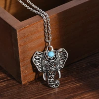 bohemian ethnic blue stone elephant pendant necklace vintage women statement jewelry necklace for women initial necklace