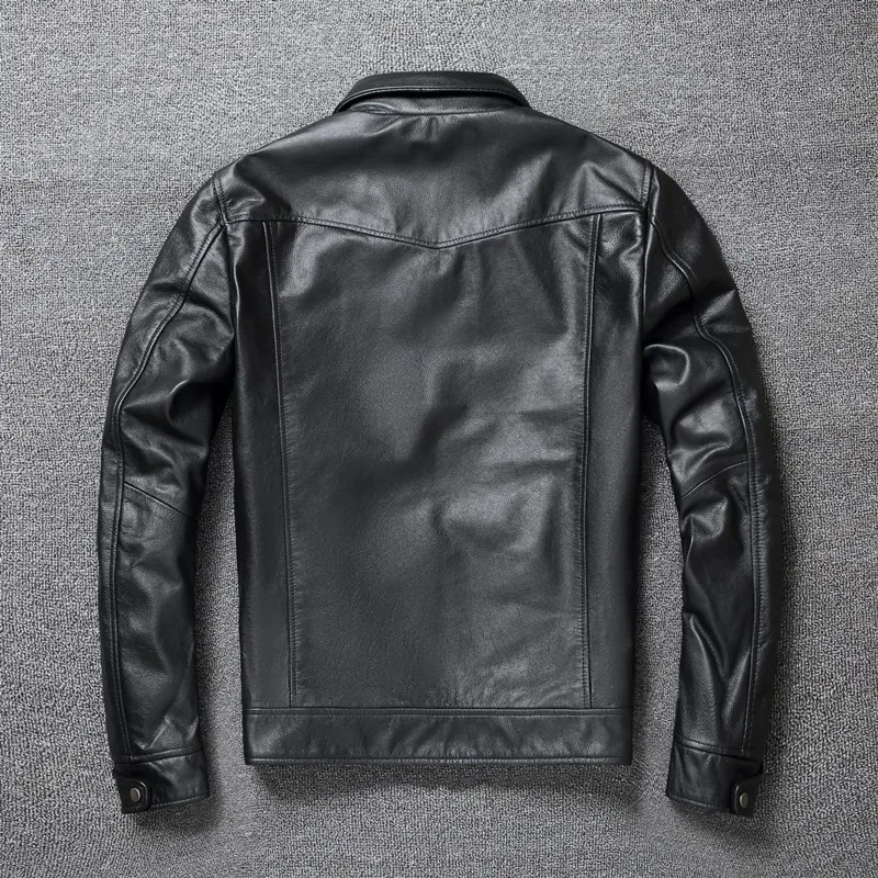 

Classic Cowhide Motorcycle Jacket Mens Autumn Vintage Slim Fit Short Genuine Leather Jackets Plus Size 6XL Winter Outwear Coats