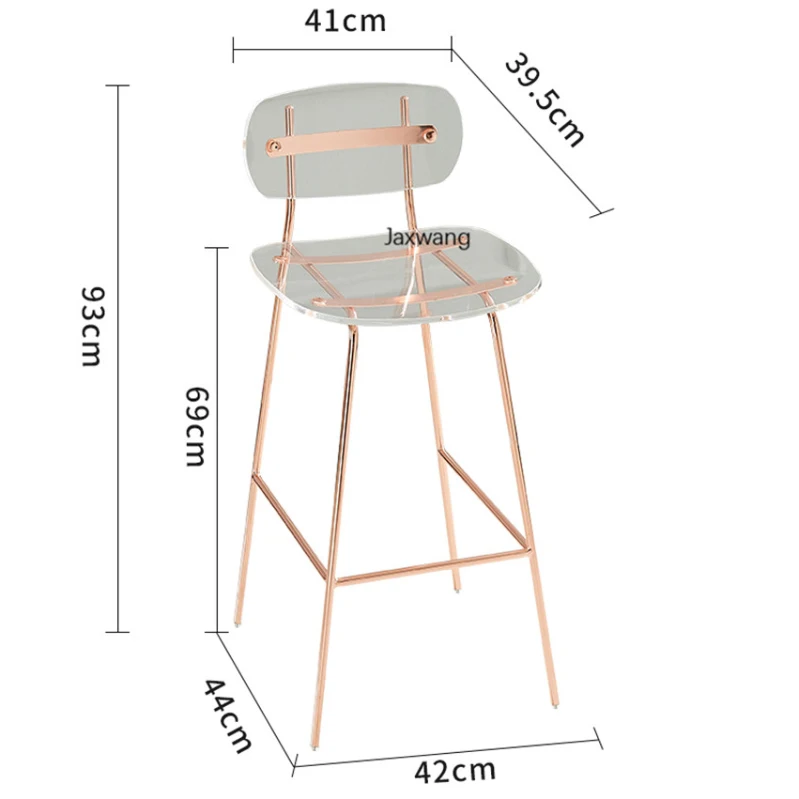 

Nordic Bar Stool Wrought Iron Art Bar Chair Modern Simple Luxury Acrylic High Feet Stools Front Desk Cafe Fashionable Bar Chair