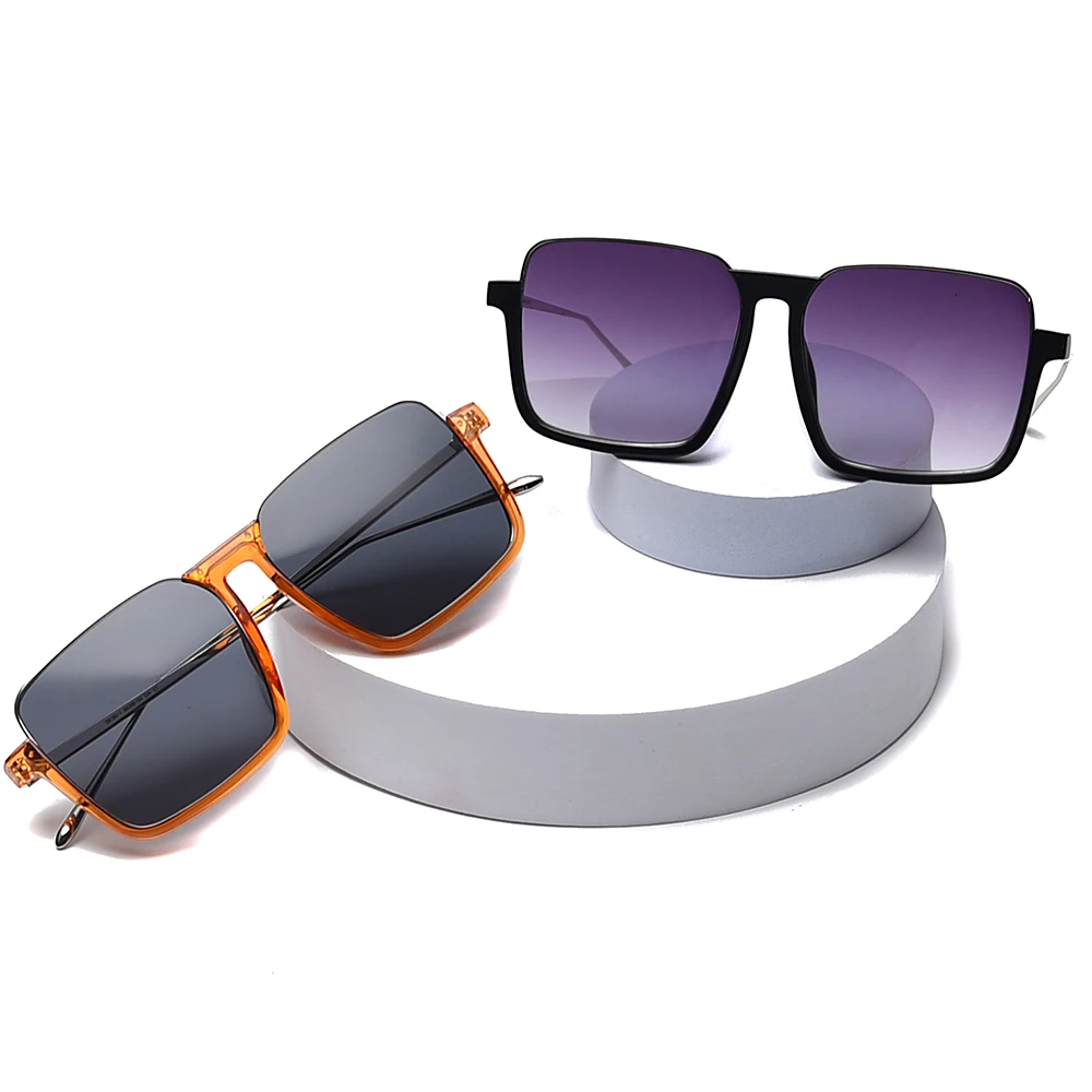 

New Arrival Trendy Square Sunglasses Women Fashion Street Style Orange Frame Lenses Pink Shades Vacation Beach Gafas De Sol