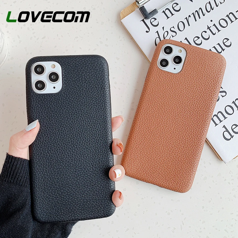 Однотонный чехол для телефона из искусственной кожи iPhone 11 Pro Max XR X XS 7 8 6S Plus