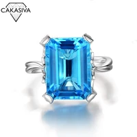topaz blue gemstone ring sapphire engagement ring for women silver 925 jewelry