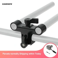 camvate 15mm single dual combination perpendicular rod clamp for dslr camera shoulder mount rig 15mm rail rod support system