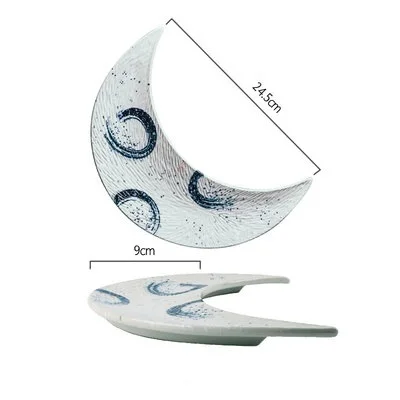 A Japanese Style Ceramic Moon Dessign Sushi Dessert Plate Cuisine Flat Plate Dim Pastry Dish Dumplings Dinner Plate Household - Цвет: A