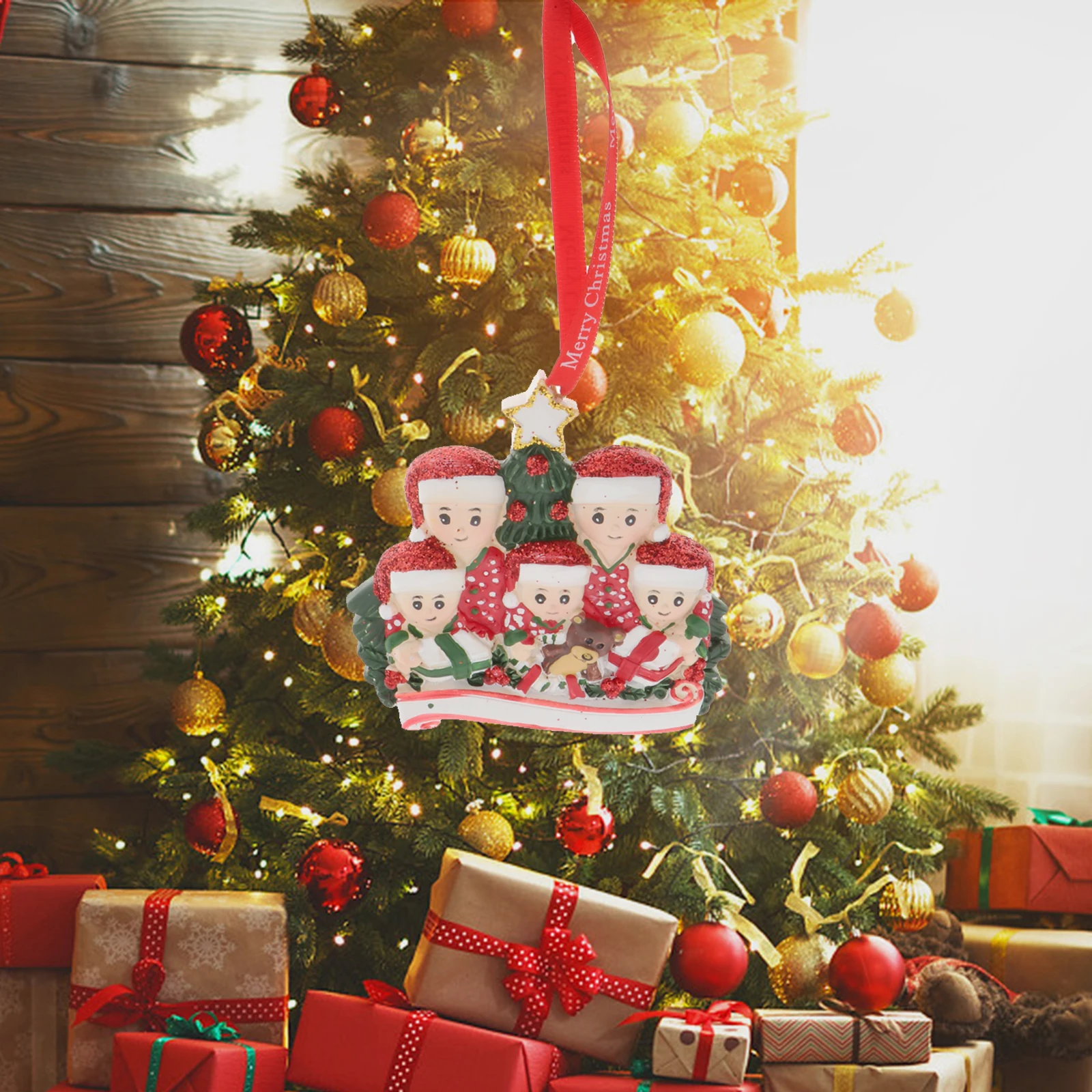 

1 Pcs Christmas Decorations Resin Tree Hanging Ornament Family Themed Pandent