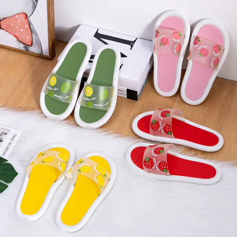 

Шлепанцы женские с мультяшным рисунком, прозрачные сандалии на плоской подошве, Нескользящие, летние, FS21S80