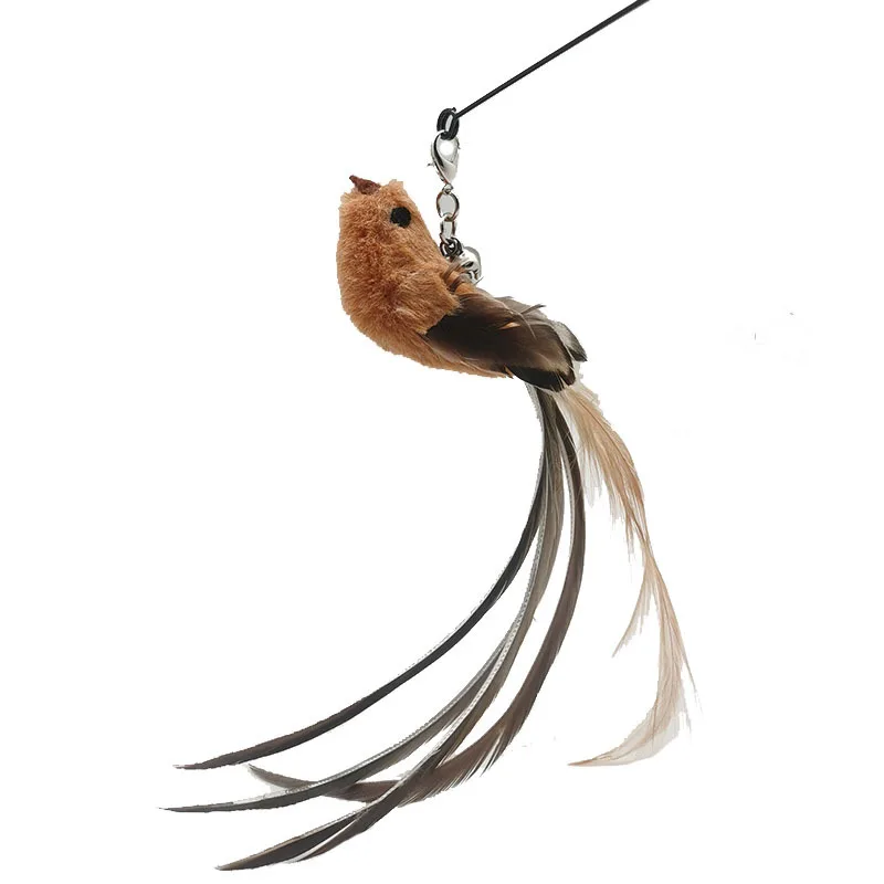 

Funny Cat Rod New Long Rods Toy Steel Wire Feather Funny Cats Toys Replacement Head Rotating Windmill