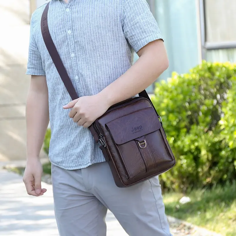 

Casual Men's Cross Body Bag PU Leather Handbags Male Designer High Quality Messenger Bags Stylish Large Satchel Shoulder Bag New