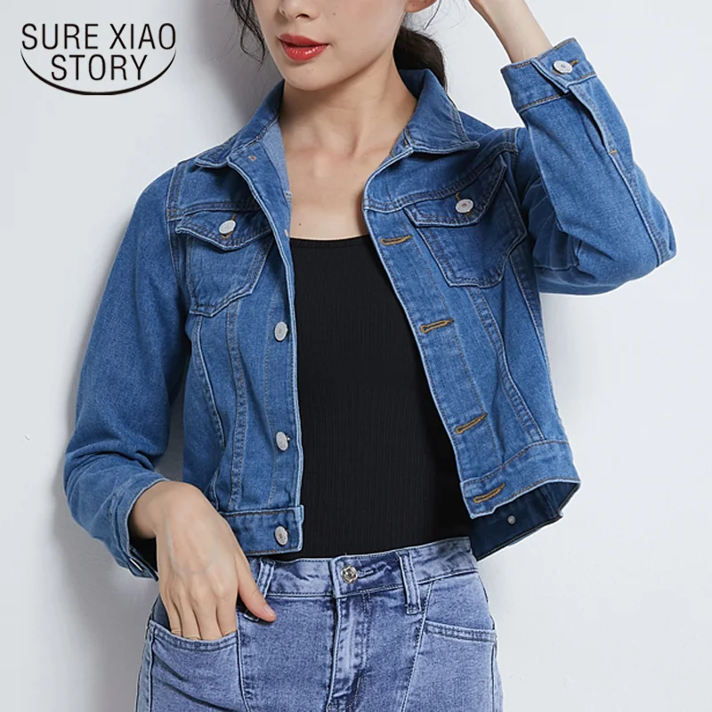 New Long Sleeve winter Slim White Black Jeans Top For Women Solid Denim Jacket Women Short Overcoat Ladies Jackets Tops 4866 50