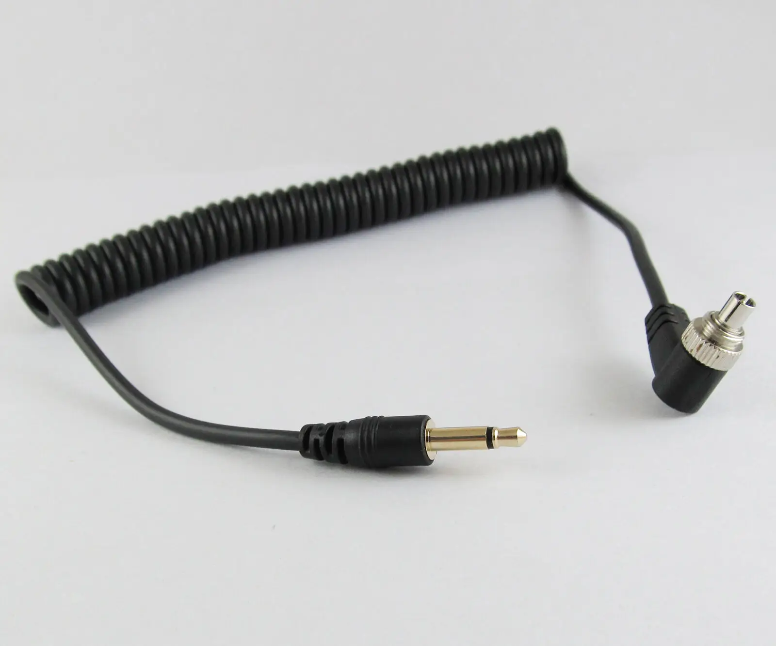 

1pc 1ft / 30CM Gold Plated 3.5mm Mono Male Plug to Angle Male Flash PC Sync Cord Retractable Cable