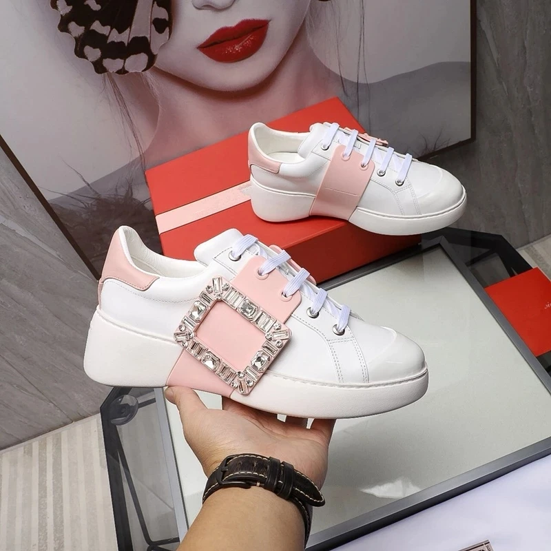 

2021 Luxury Brand Crystal Sneakers Women Casual Shoes Chunky Women Vulcanized Shoes Size 35-40