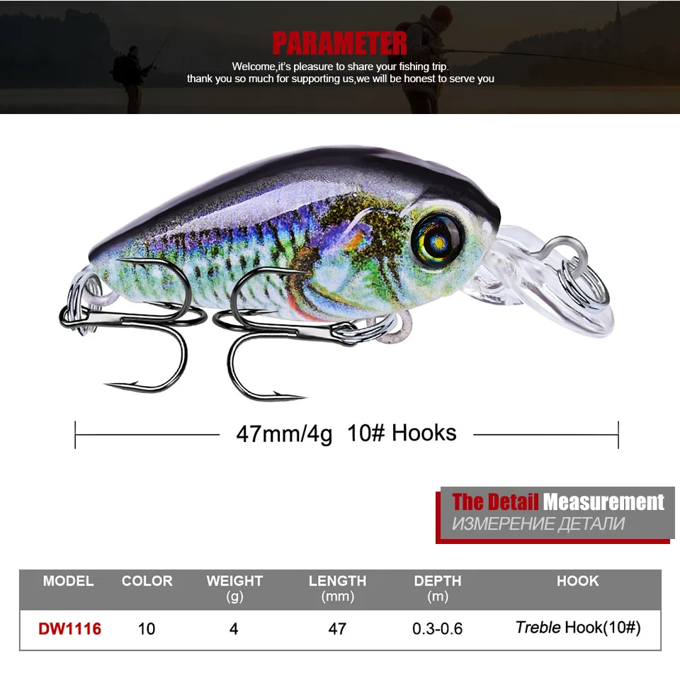 4 г кренкбейт микро Шад новые воблеры рыболовные приманки 47 мм Luya пластиковая