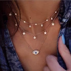 Модное ожерелье с кулоном от сглаза цепочка до ключиц эффектное многослойное ожерелье со звездой из кристаллов женские аксессуары бижутерия для женщин