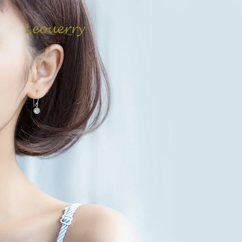 Leouerry 925 Sterling Silver Natural Moonstone Drop Earrings Women Lady Elegant Gradient Labradorite Charming Jewelry | Украшения и