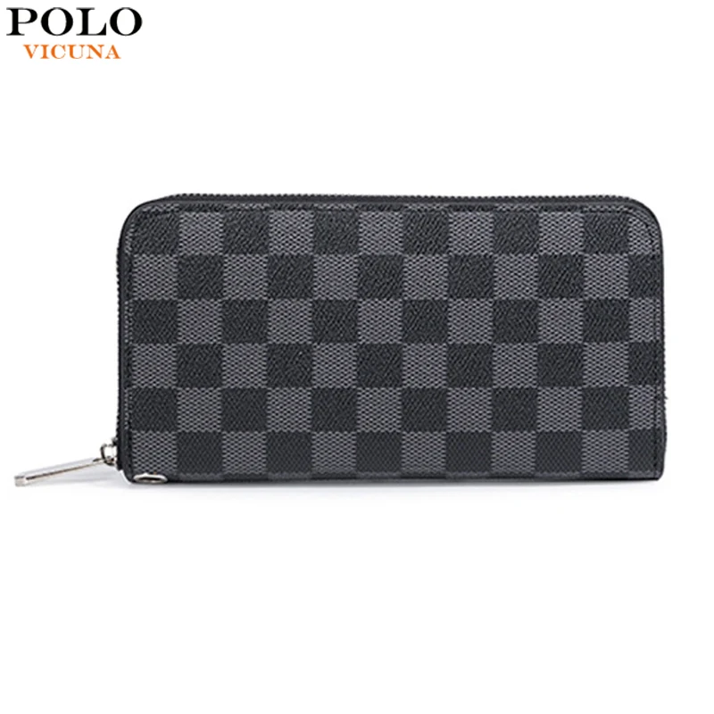 VICUNA POLO Классический брендовый мужской кошелек клатч в клетку Большой