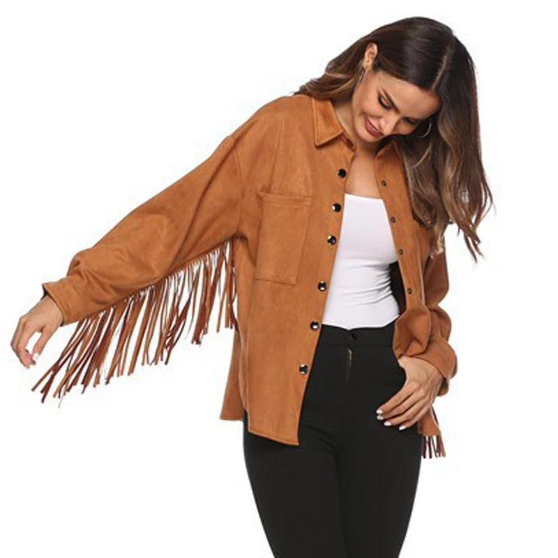 Ellacey/Осенняя куртка с кисточками в стиле панк женская модная Свободная