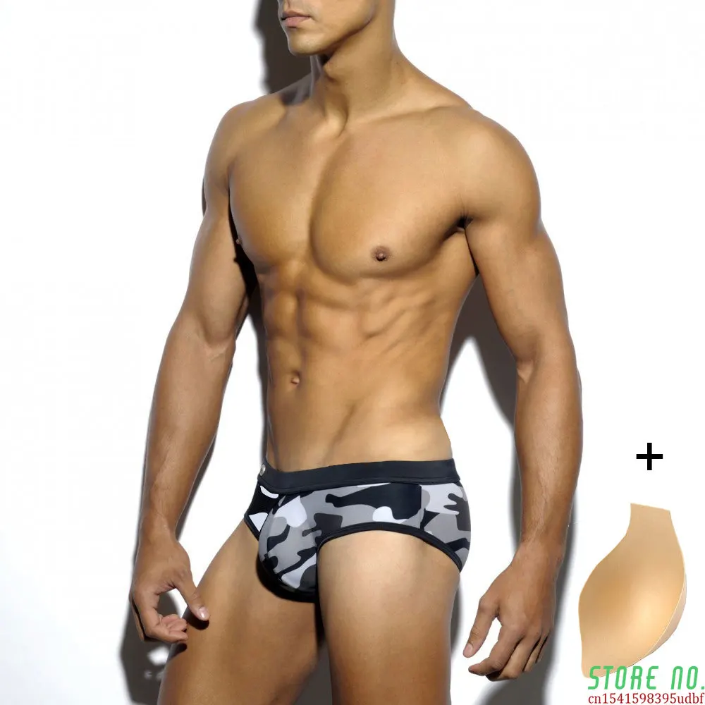 

A Pad New Men Swimming Briefs Camouflage Swimwear Sexy Pool Men Sunga Masculina Zwembroek Heren Swimsuits Shorts For Men