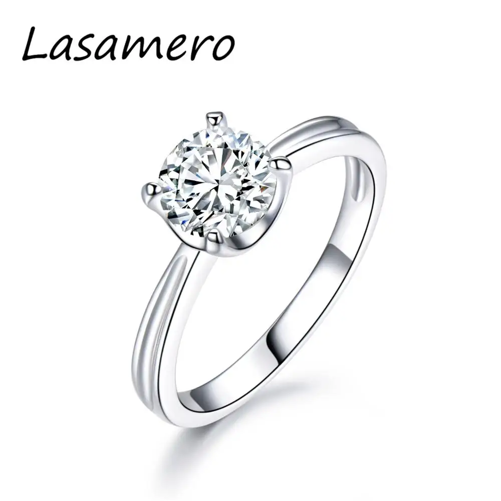 

LASAMERO 1.00CT Round Cut 6.5MM DEF Moissanites 4 Prongs Solitaire Ring Solid 14K Gold Engagement Ring Wedding Anniversary Ring