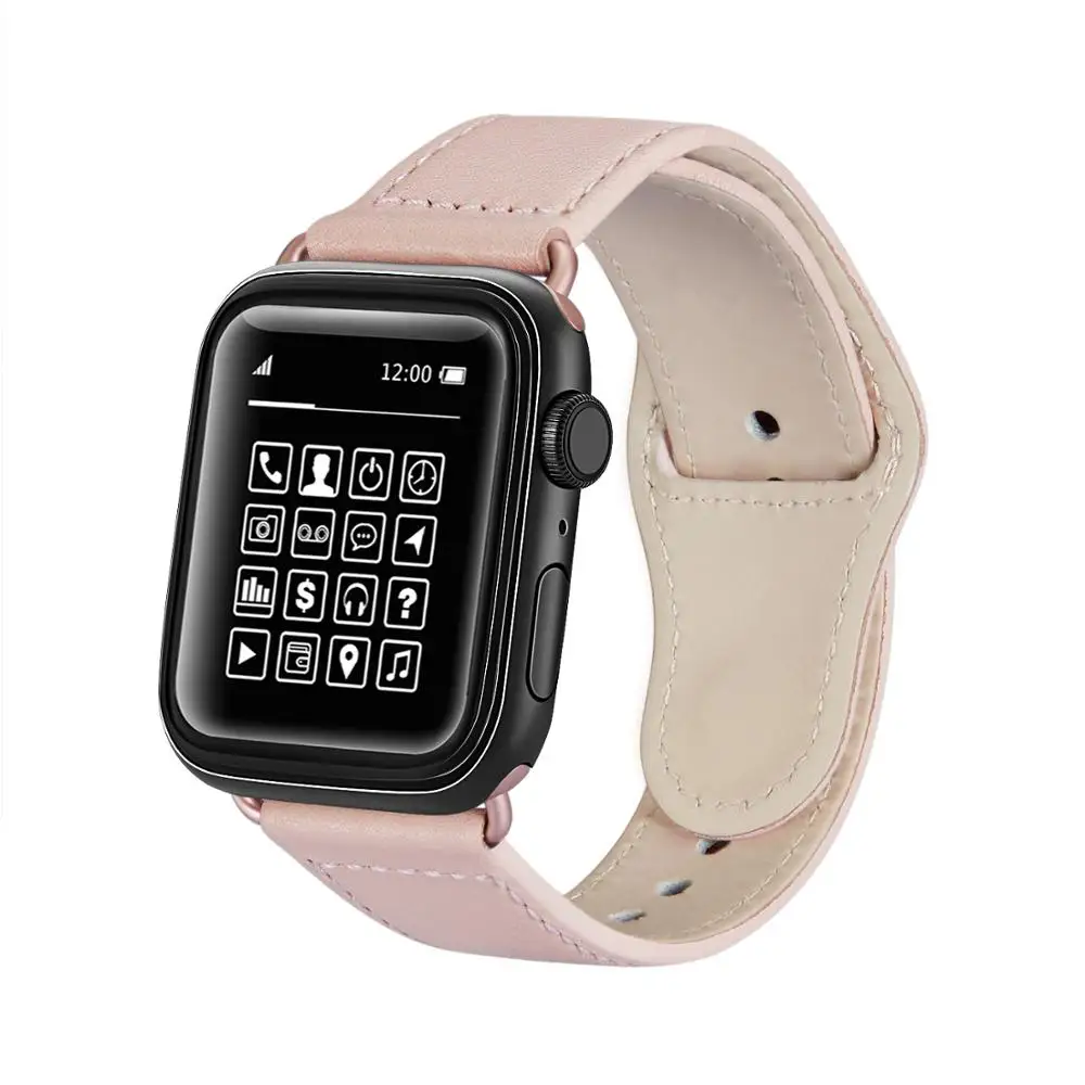 Ремешок из натуральной кожи для Apple Watch Band 42 мм 38 40 44 correa apple watch 5 4 3 2 1 Спортивный