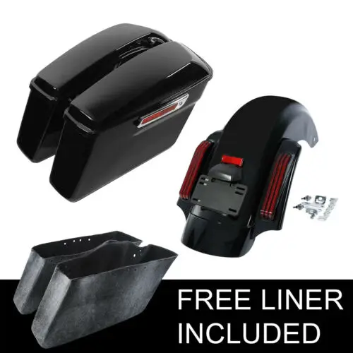 

Motorcycle Painted Saddlebag LED Rear Fender For Harley Touring Road Glide Street Glide Road King Electra Glide 2014-2021 2019