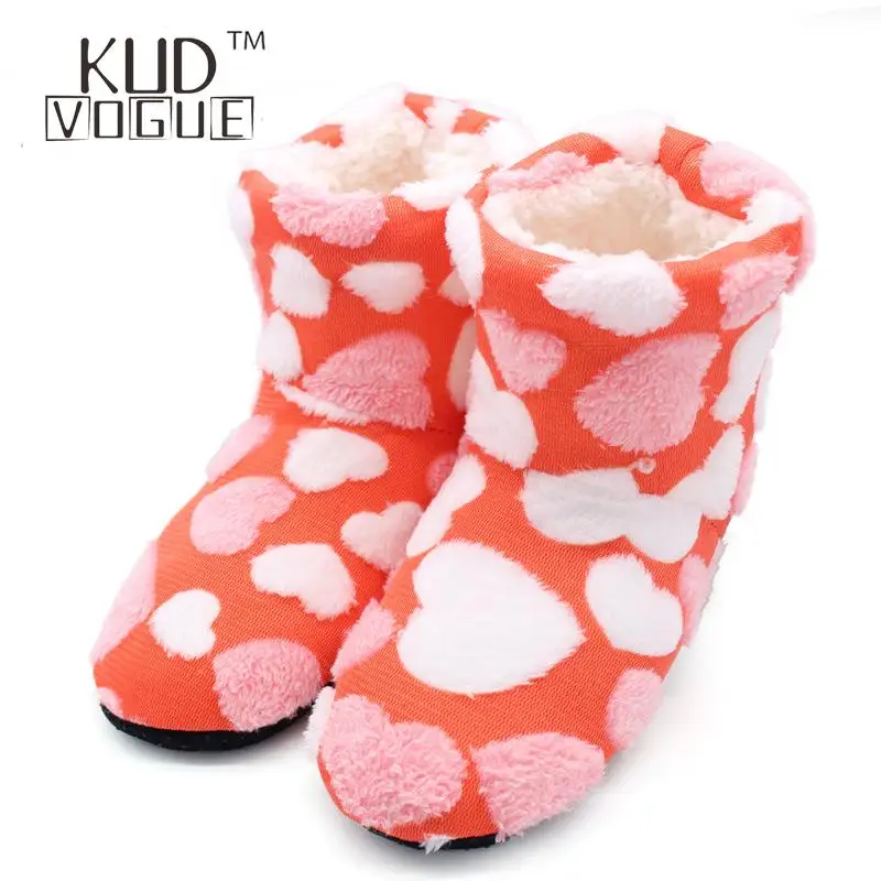 домашние сапожки Мягкие тапочки из хлопка с принтом любовь теплые плюшевые