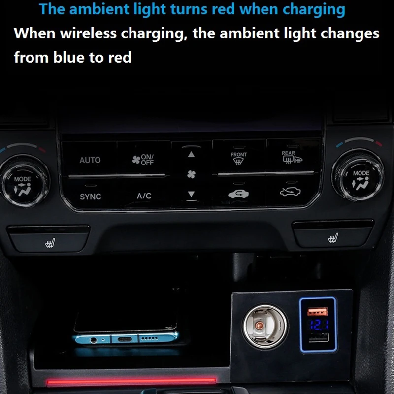 

Car Wireless Charger for Honda Avancier URV 2017+ Phone USB Charging Pad with QC3.0 + PD Port Fast Charging,15W+18W+18W