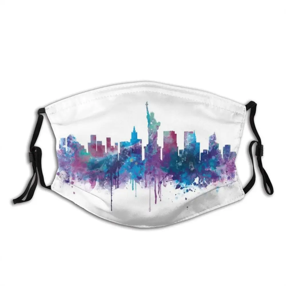 Маска для лица многоразовая с фильтром Pm2.5 и забавным принтом Нью Йорка|Мужские