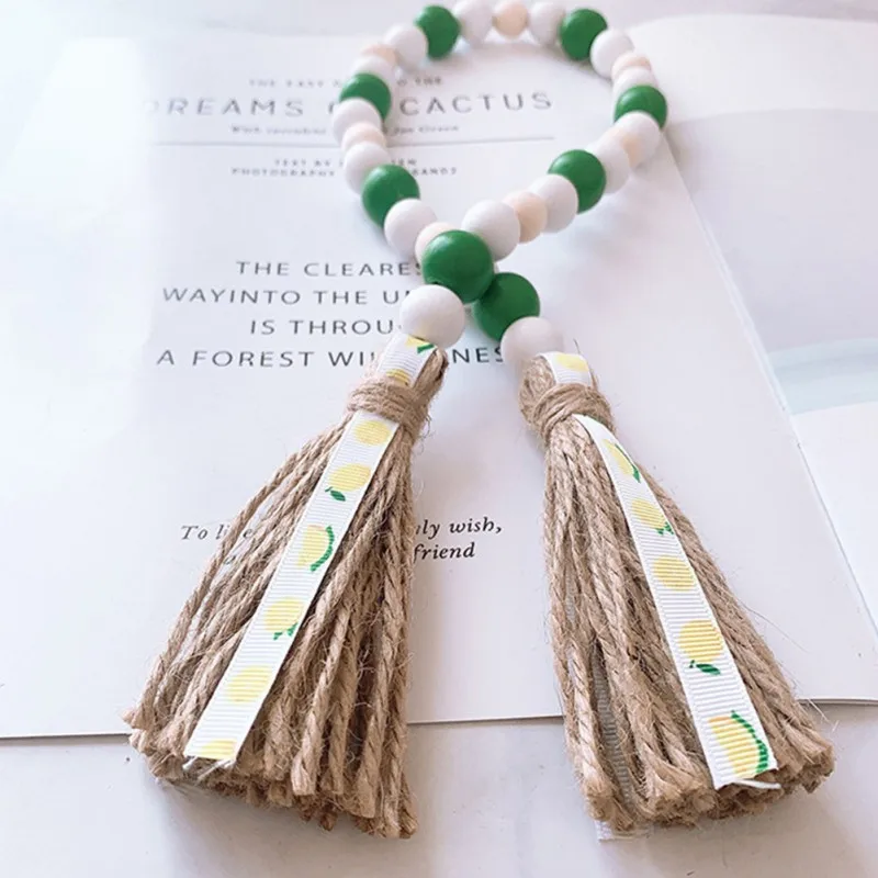 

Home Vase Decoration Fruit Wood Bead Garland Wind Chimes Wooden Beads String Tassle Farmhouse Holiday Country Home Decor