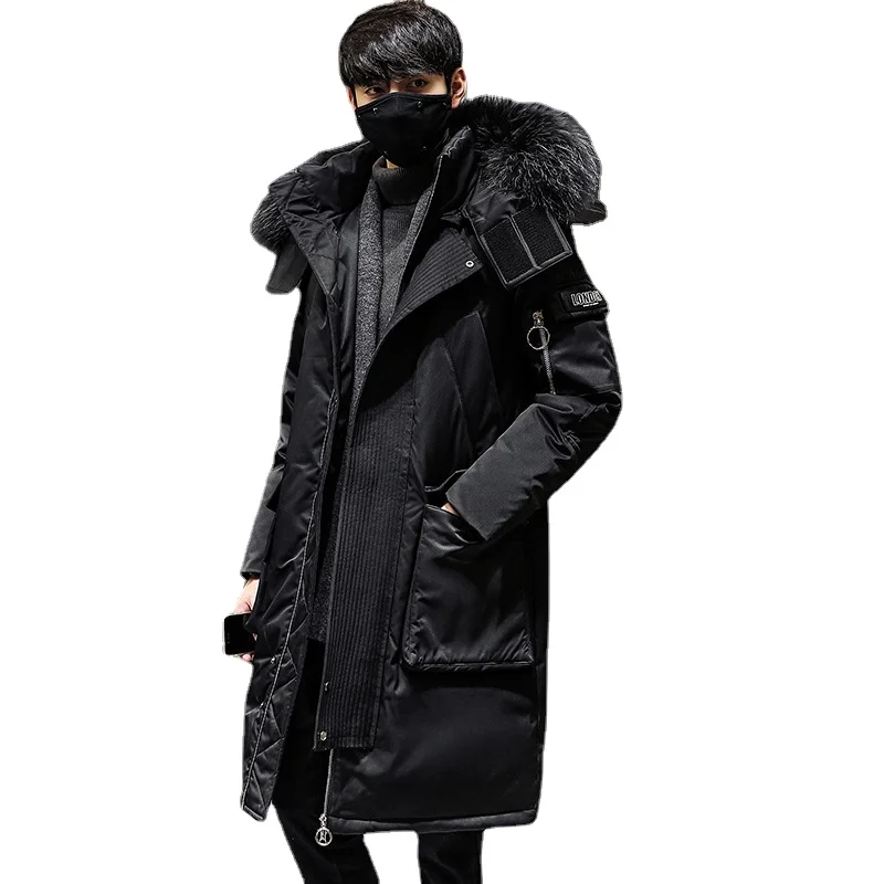 

Осень-зима 2021 Новое пальто ретро Корейская мода длинный пуховик с натуральным мехом белый утиный пух куртки Casacos Acolchoados