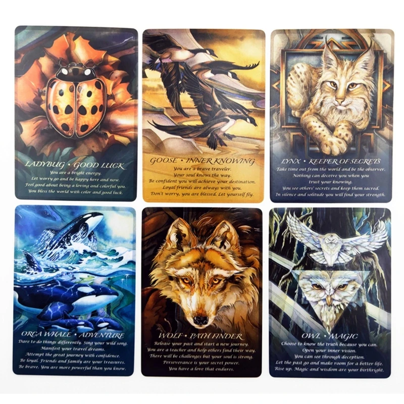 Spirits Of The Animals-Juego de mesa para fiesta, Tarots de baraja de cartas, oráculo completo en inglés, 52 cartas