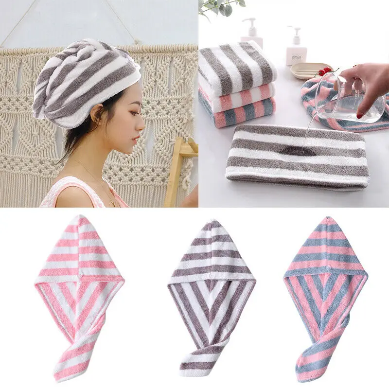 Newest Quick Drying Hair Hat Towel Women Lady Rapid Fast Dry Microfiber Bath Wrap Bathing Cap | Дом и сад
