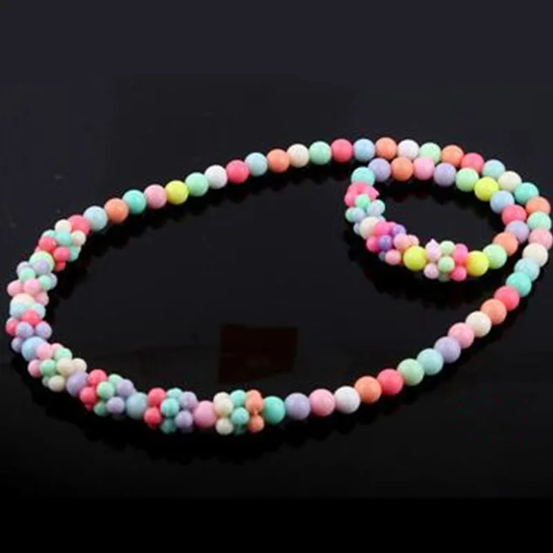 2 Pcs/Set Candy Color Acrylic Beads Flower Necklace And Bracelet Jewelry Suit Cute Children Princess GiftFor Girls Accessories | Детская