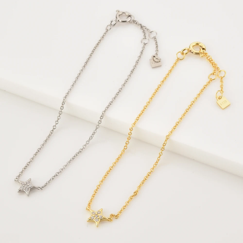 Цепочка ANDYWEN из стерлингового серебра 925 пробы с золотым звездным небом и