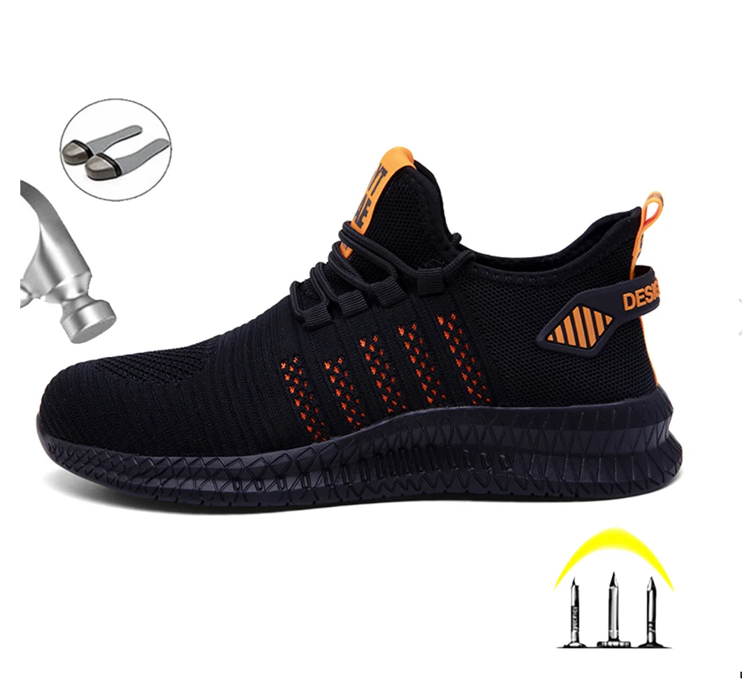 

Мужские дышащие легкие защитные ботинки, непрокалываемые рабочие кроссовки, мужская неразрушаемая обувь, рабочие ботинки со стальным носком, обувь 2021